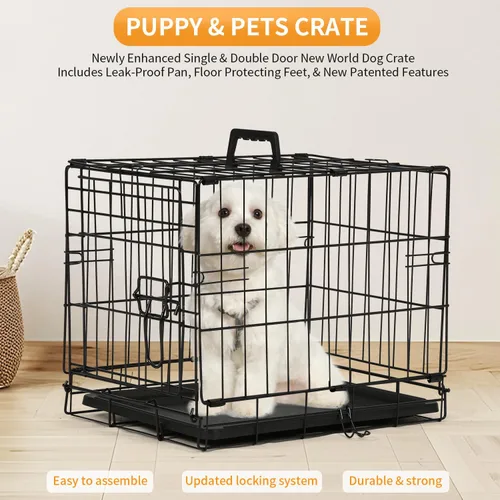 Vista 4 de PayLessHere Jaula para Perros de 46 cm para Perros Pequeños, Jaula de Metal de Puerta Única Plegable para Viajes, Interior y Exterior, con Divisores
