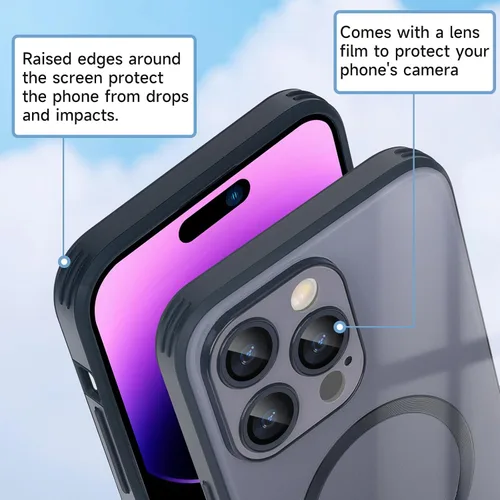 Vista 3 de Guppy Funda para iPhone 12 Pro - Parte trasera de vidrio degradado con carga magnética, película de lente, color negro