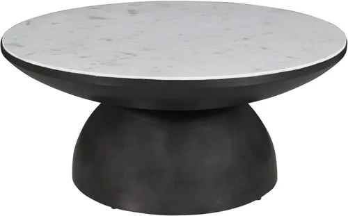 Vista 6 de Jofran Circularity - Mesa auxiliar redonda con pedestal con parte superior de mármol y base de hierro, mesa decorativa moderna para sala de estar