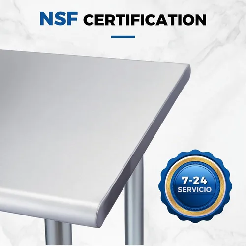 Vista 6 de Profeeshaw mesa de trabajo, de uso comercial, de acero inoxidable NSF con protector contra salpicaduras y estante inferior, para cocina, restaurante