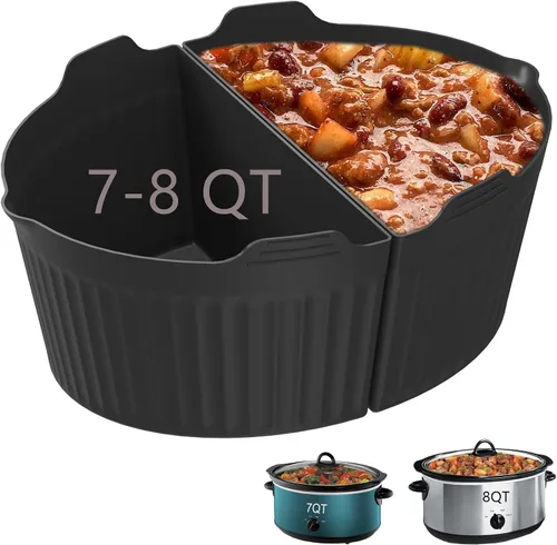 Vista 9 de Forros de Silicona Compatibles con Ollas de Cocción Lenta/Slow Cookers de 7 a 8 Cuartos, Inserto Divisor de Olla de Cocción Lenta Compatible