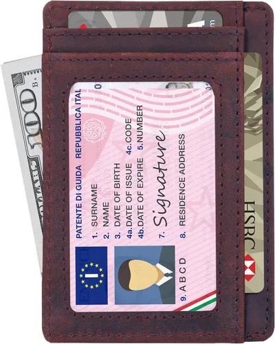 Vista 5 de Carteras minimalistas de cuero italiano de lujo Para hombres y mujeres
