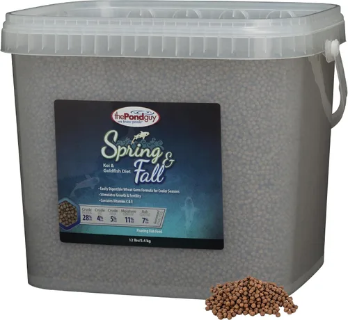 Vista 10 de The Pond Guy Spring & Fall - Alimento para peces con germen de trigo para Koi y Goldfish, pellets flotantes prémium para clima frío, fórmula