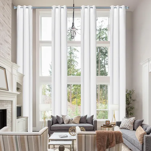 Vista 8 de Cortinas opacas extralargas con ojales, de 132 pulgadas de largo, cortinas para techos altos para sala de estar y loft (1 panel, beige, 52"x132")