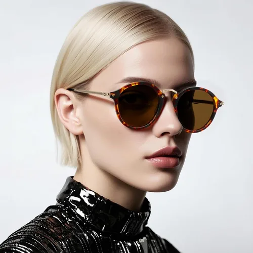 Vista 2 de Round Polarized Sunglasses Women Trendy Retro tortoise circle frame