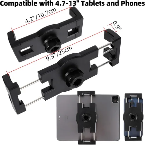 Vista 6 de Soporte de tablet para camión, base de taladro resistente con brazo de aluminio para tableta, automóvil, pared, barco, escritorio, compatible
