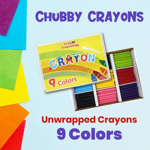 Vista 2 de Crayones de cera sin envolver, paquete a granel de 450 unidades, preclasificados en 9 colores vibrantes para niños y profesores, seguridad ASTM