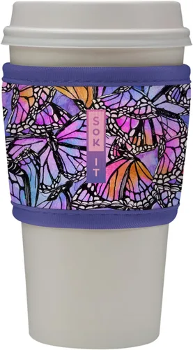 Vista 134 de Sok It HotSok Coffee & Tea - Funda de neopreno con aislamiento reutilizable (floral abstracto)