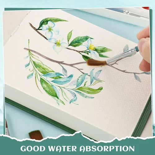 Vista 4 de 40 hojas de cuaderno de acuarela 4x6 pulgadas, papel de acuarela de 140 lb/300 GSM para bocetos de acuarela, papel de acuarela prensado en frío