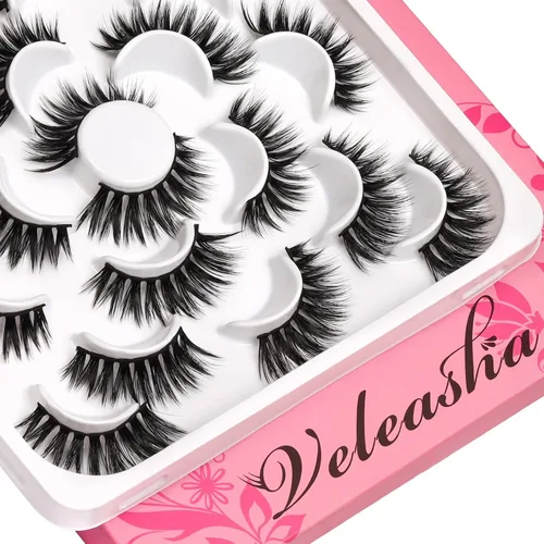 Vista 13 de Veleasha Lash Kit Brown False Eyelashes Wispy Strip Lashes Natural Look