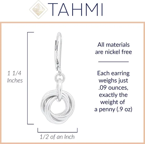 Vista 3 de Delicados aretes de plata de ley 925 con nudo de amor Aretes colgantes de plata sin níquel para mujer Elegante regalo de joyería diaria para ella