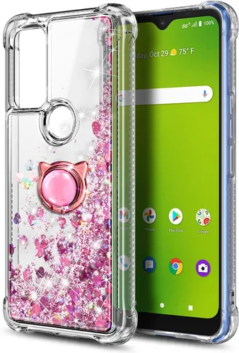 Vista 2 de NZND Funda para AT&T Radiant Max 5G, Cricket Dream 5G/AT&T Fusion 5G/Innovate 5G con protector de pantalla de vidrio templado, soporte