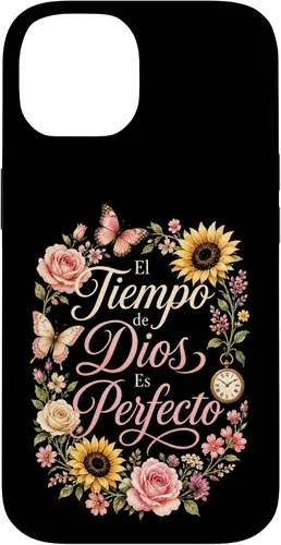 Vista 4 de Fe Cristiana El Tiempo De Dios ES Perfecto Floral Wreath Case for iPhone 16