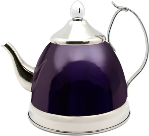 Vista 9 de Creative Home Nobili-Tea - Tetera de acero inoxidable de 1.0 cuartos de galón con cesta infusora y parte inferior de aluminio capsulado para una