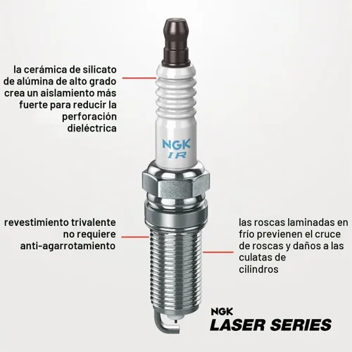 Vista 2 de Bujías de iridio láser NGK de 3 piezas compatibles con Mitsubishi Mirage 1.2L L3 2014-2020