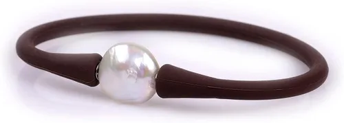 Vista 15 de GEM-Inside Big - Pulsera de joyería de perlas de 0.512 in para dama de honor, color negro, apilable, goma de silicona, elástica, perlas cultivadas