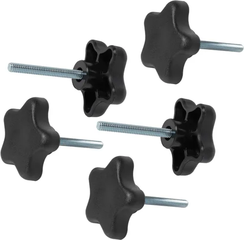Vista 7 de POWERTEC QNB3011 - Paquete de 5 perillas de 4 puntos de 1/4"-20 con perno roscado de 2", perillas de tornillo de pulgar con pernos para cortacésped