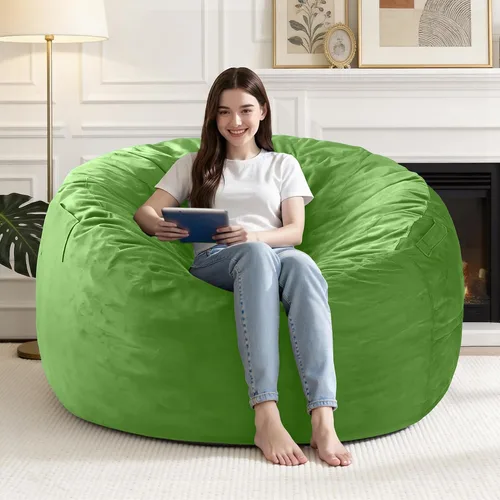 Vista 59 de Silla Puf de 2 Pies con Funda de Terciopelo Ultra Suave Sofá Puf con Espuma con Memoria Sillas Puf de Tamaño Grande Sofá Perezoso para Dormitorio