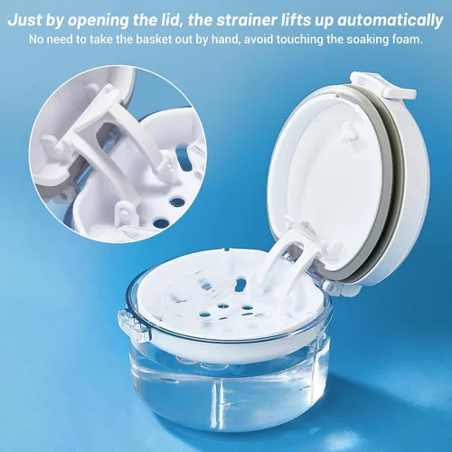 Vista 4 de Caja de baño de prótesis automática de elevación automática taza de cuidado limpio completo para dentaduras llaves taza limpiador