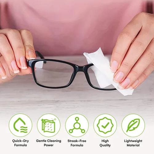 Vista 5 de Care Touch Toallitas para Lentes de Anteojos - 100 Unidades de Toallitas Prehumedecidas Envueltas Individualmente, 5 x 6 Pulgadas - Limpiador