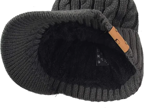 Vista 6 de FORBUSITE Gorro de punto para hombre con visera para invierno y mujer gorro grueso con ala