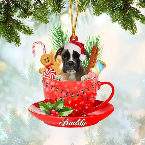 Vista 78 de Alaskan Malamute - Adorno de tetera de perro sentado en una tetera de Navidad, adorno de Navidad con nombre personalizado, adorno de automóvil