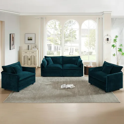 Vista 85 de 76.7" Cloud Couch for Living Room, Deep Seat Loveseat Sofa, Beige Breathable Chenille, 2-Seats Couch for Apartment Small Spaces, Pocket Spring