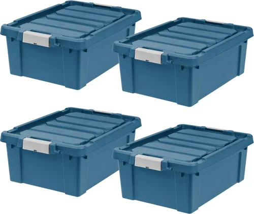 Vista 8 de IRIS USA - Contenedores de almacenamiento con tapa de 3 galones con candado, paquete de 5 - Fabricados en EE. UU., contenedores resistentes