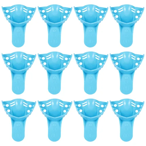 Vista 13 de JMU Bandeja de impresión dental,Bolsa de 12 bandejas desechables perforadas,1 superior grande Bandejas de impresión desechables perforadas