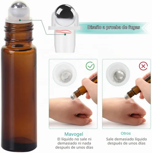 Vista 3 de Mavogel Botellas de rodillo de aceite esencial, Ámbar