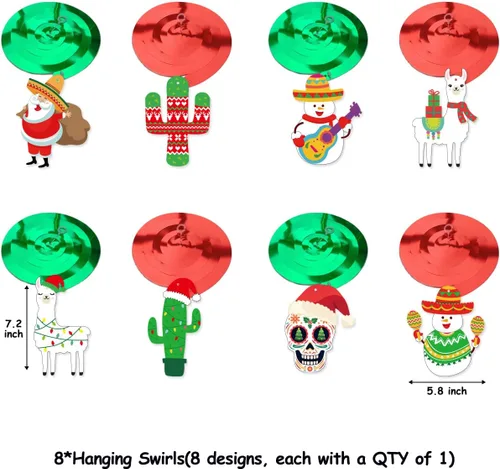Vista 4 de Feliz Navidad - Cartel de Navidad española, remolinos colgantes para decoraciones navideñas españolas