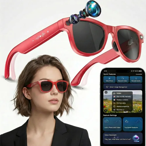 Vista 10 de Nuevas gafas inteligentes AI con cámara, gafas de grabación de video 8MP 4K