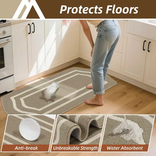 Vista 3 de COSY HOMEER Alfombras y tapetes de cocina antideslizantes de 24 x 48 pulgadas, tapete de cocina lavable para suelo, resistente a las manchas, tapete