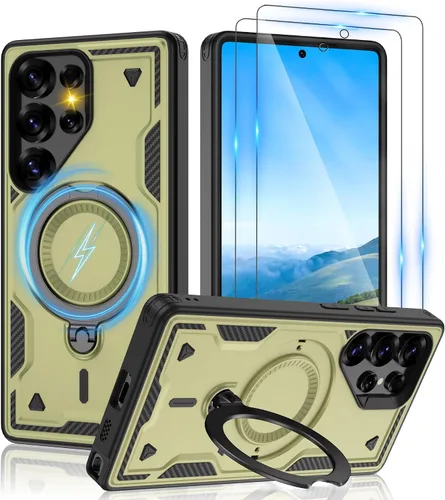 Vista 71 de Gritup fro Funda para Google Pixel 9A, funda protectora magnética de grado militar compatible con Mag-Safe, 2 protectores de pantalla HD, soporte