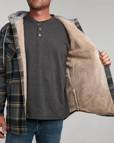 Vista 6 de Venado Northwoods - Chaqueta tipo camisa con capucha de transporte oculto, abrigo de trabajo para hombre