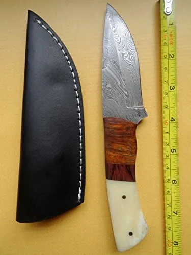 Vista 4 de BC-165 Impresionante Hecho A Mano De Acero De Damasco 9" Pulgadas Cuchillo De Hueso Liso Y Mango De Madera
