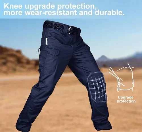 Vista 4 de HYCOPROT Pantalones de senderismo para hombre, repelentes al agua, ligeros, casuales, de secado rápido, pantalones de trabajo con 10 bolsillos