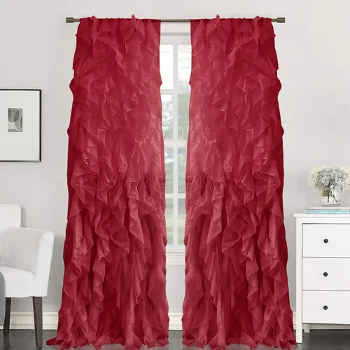 Vista 23 de Sweet Home Collection Paquete de 2 Paneles de Ventana Cortinas de Gasa Transparente con Volantes Verticales en Cascada Gris