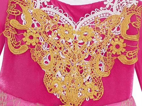 Vista 6 de Eledobby Disfraz de Bella Dormir para Niñas Aurora Princesa, vestido de Halloween para fiesta de cumpleaños con accesorios