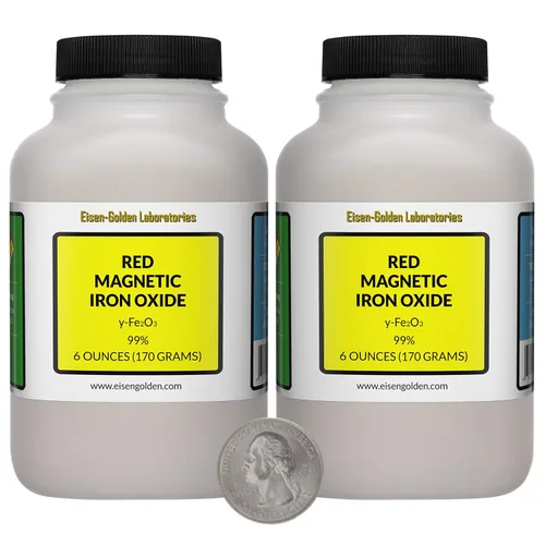 Vista 6 de Óxido de hierro magnético rojo [y-Fe2O3] 99% USP polvo de grado alimenticio 12 onzas en 4 botellas