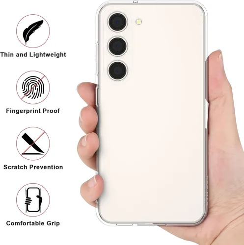 Vista 6 de Vanjua Funda transparente para Samsung Galaxy S22 5G, paquete de 2 fundas protectoras de silicona suave delgada de cuerpo completo compatible