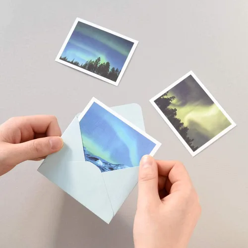 Vista 7 de Monolike Tarjeta día a día, Aurora - Mezcla de 36 minitarjetas individuales, 36 sobres, 36 calcomanías
