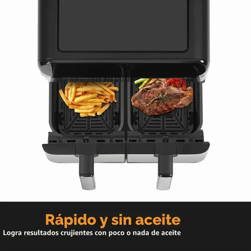 Vista 7 de Panana Freidora de aire XL de 9.5 cuartos de galón, 8 funciones de cocción preestablecidas, 2 cestas con 2 cestas de freír, combina con cocina