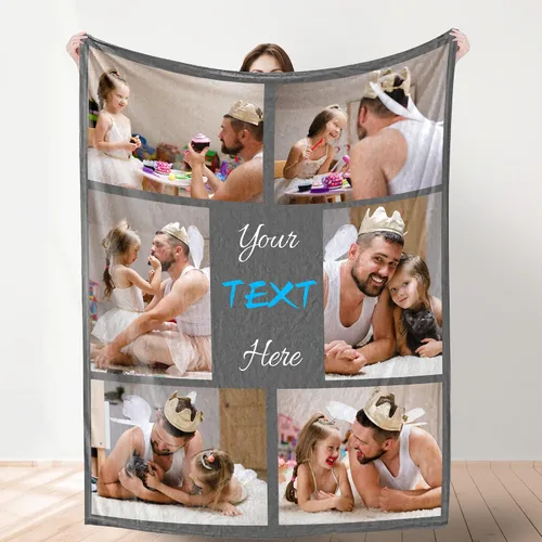 Vista 6 de YESCUSTOM Manta de fotos personalizada con 10 textos de fotos, fabricada en Estados Unidos, regalo para familiares, amigos, amantes para cumpleaños