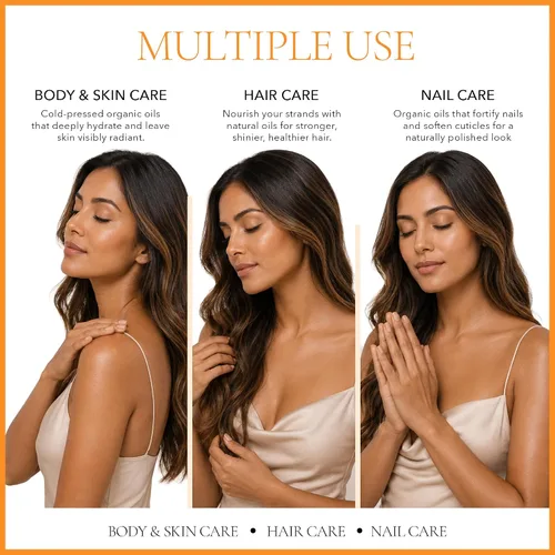 Vista 5 de SAFA Aceite cítrico para cara, cabello, uñas con vitamina C, E y A para cicatrices, estrías, fragancia de aceite corporal de naranja, aceite