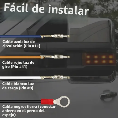 Vista 6 de Kit de Cableado para Espejos de Remolque Compatible con Chevrolet Chevy Silverado GMC Sierra 1500 2500 HD Sierra Camioneta 2014-2018 Luces de Señal