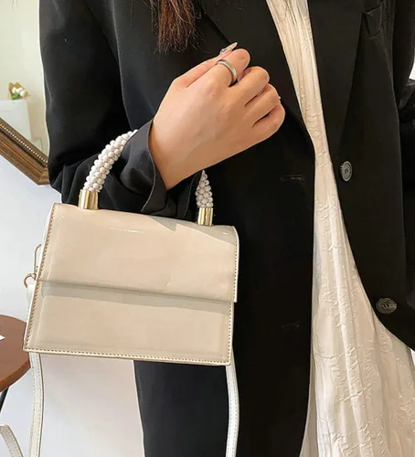Vista 2 de Bolso Hobo brillante para mujer, estilo retro, de charol, bolso de hombro con cuentas de diseñador, bolsos de mano, bolso elegante para fiesta