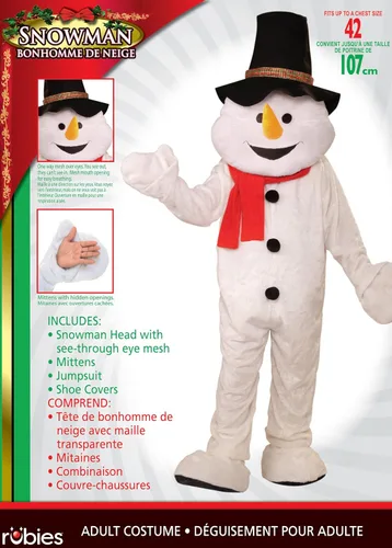 Vista 3 de Forum Novelties - Disfraz de mascota de muñeco de nieve para hombre