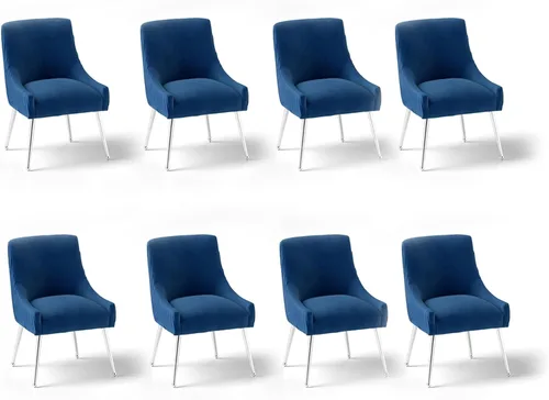 Vista 13 de Sillas de comedor de estilo moderno de terciopelo tapizado, silla de acento de tocador con barra vertical, silla capitonada con patas plateadas