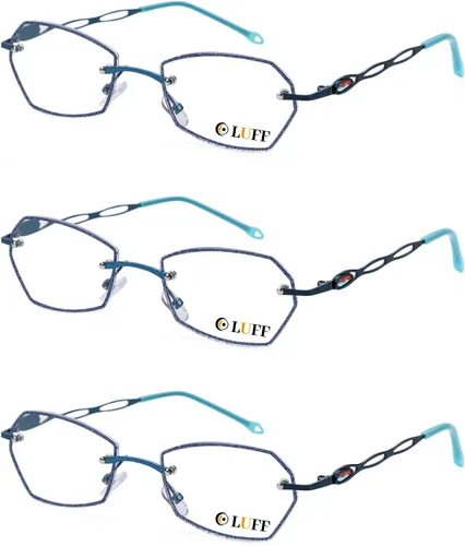 Vista 13 de LUFF Rimless Reading Glasses for Women Blue Light Computer Readers Lightweight 16g Metal Frame Eye Strain Relief